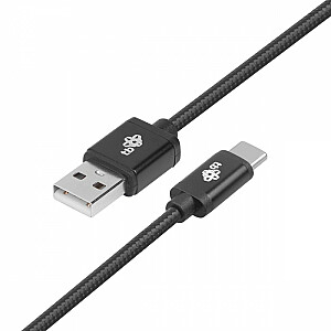 USB į USB C laidas, 1,5 m, aukščiausios kokybės juodas laidas