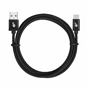 USB į USB C laidas, 3m, juoda virvė