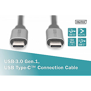 Соединительный кабель USB 3.0 60 Вт/5 Гбит/с Тип USB C/USB C M/M 1 м Черный