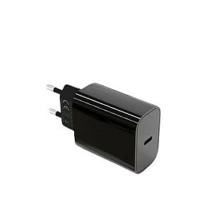 USB C sieninis įkroviklis 20 W maitinimo šaltinis, juodas
