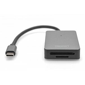 USB-C kortelių skaitytuvas, 2 prievadų UHS-II SD4.0 TF4.0, didelės spartos, aliuminis, pilka