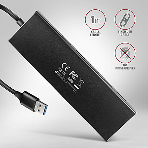 HUE-F7A šakotuvas, 7 prievadai USB 3.2 Gen 1 ALU FLAT, mikro USB, 1 m USB-A laidas