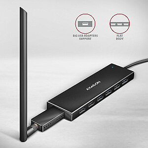 HUE-F7C Концентратор 7-портовый USB-C 3.2 Gen 1 ALU FLAT micro USB, кабель USB-C длиной 30 см