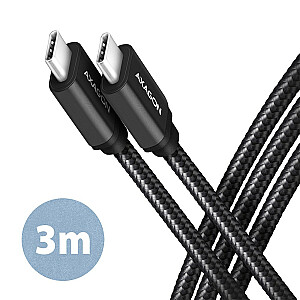 BUCM3-CM30AB kabelis USB-C – USB-C, 3,0 m, PD 60W, 3A, ALU, pintas, juodas