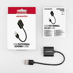 ADA-12 Išorinė stereo garso plokštė USB 2.0 48 kHz/16 bit, metalinė, USB-A laidas 15 cm ilgio