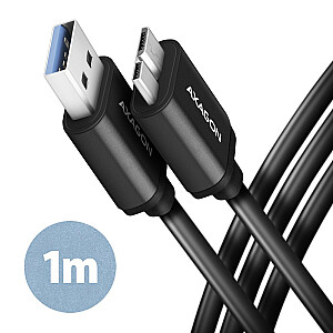 BUMM3-AM10AB USB kabelis Micro-B USB-A 3.2 Gen 1, 1 m, 3 A, aliuminis, PVC, juodas