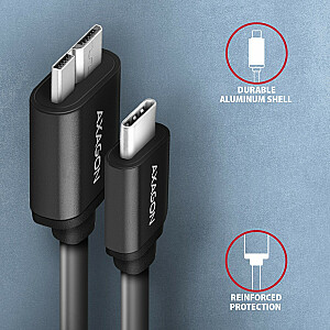 BUMM3-CM10AB Кабель Micro-B USB, USB-C 3.2 Gen 1, 1 м, 3 А, алюминий, ПВХ, черный