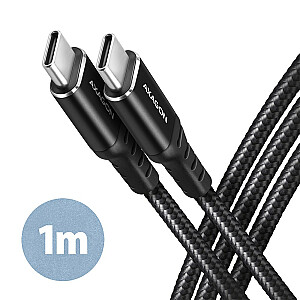 BUCM-CM10AB kabelis USB-C – USB-C 2.0, 1m, PD 60W, 3A, ALU, pintas juodas