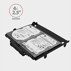 RHD-435 Metalinis rėmas, skirtas montuoti 4 x 2,5" HDD (2 x 2,5" HDD/SSD ir 1 x 3,5" HDD) 5,25" padėtyje Juoda