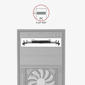 RHD-435 Metalinis rėmas, skirtas montuoti 4 x 2,5" HDD (2 x 2,5" HDD/SSD ir 1 x 3,5" HDD) 5,25" padėtyje Juoda
