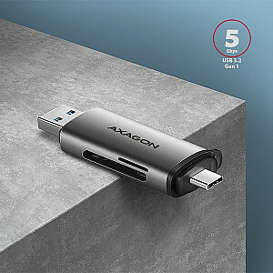 Išorinis kortelių skaitytuvas CRE-SAC USB3.2 Gen 1 Type-C + Type-A SD/microSD