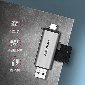 Išorinis kortelių skaitytuvas CRE-SAC USB3.2 Gen 1 Type-C + Type-A SD/microSD