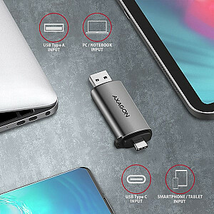 Išorinis kortelių skaitytuvas CRE-SAC USB3.2 Gen 1 Type-C + Type-A SD/microSD