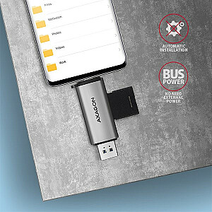 Išorinis kortelių skaitytuvas CRE-SAC USB3.2 Gen 1 Type-C + Type-A SD/microSD