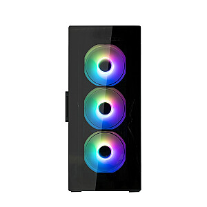 I3 Neo TG Mid Tower RGB dėklas su 4 ventiliatoriais, juodas