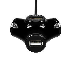 HUE-X3B šakotuvas, 4 prievadų USB 2.0 kabelis, 1,2 m, juodas
