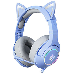 K9 RGB USB žaidimų ausinės su mėlynomis katės ausimis (laidinės)
