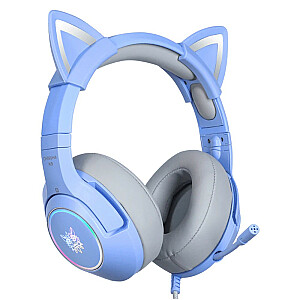 Игровые наушники K9 RGB USB с кошачьими ушками синие (проводные)