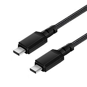 2 USB-C laidai, 100W, 1m, palaikantys PD duomenų perdavimą iki 10Gbps MCE491 Black