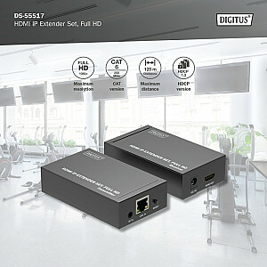 HDMI 1080p, 60 Гц, витая пара, 120 м, Cat.6/6A/7/8 HDCP 1.3 IR, комплект