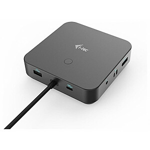 i-tec trigubas dokas USB-C 1x HDMI 2x DP 3x4K / 1x5K LAN garsas 6x USB maitinimo tiekimas 100W + i-tec 100W universalus įkroviklis – dokas su maitinimo šaltiniu