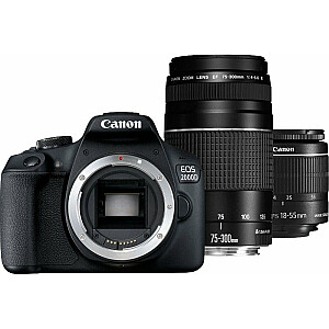 „Canon EOS 2000D“ + EF-S 18–55 mm IS II objektyvas + EF 75–300 mm III objektyvas