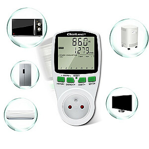 Vatmetras Energijos sąnaudų matuoklis PM0627 su matavimo istorija | 3680 W | 16A | LCD ekranas