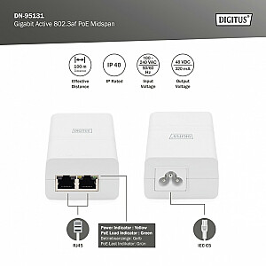 Maitinimo šaltinis / PoE adapteris 802.3af, maks. 48 V 15,4 W Gigabit 10/100/1000 Mbps, aktyvus, baltas