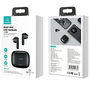 Bluetooth 5.3 TWS US14 ausinės su dviem mikrofonais. Juoda