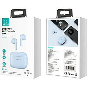 Bluetooth 5.3 TWS US14 ausinės su dviem mikrofonais. Mėlyna