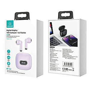Bluetooth 5.3 TWS IA II ausinės su LED šviesa, violetinė