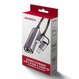 ADE-TXCA Gigabit Ethernet adapteris, USB-C (sutrumpintas USB-A) 3.2 Gen 1, automatinis diegimas