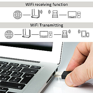 Itin greitas belaidis mini USB Wi-Fi adapteris | AC standartas | 650 Mbit/s