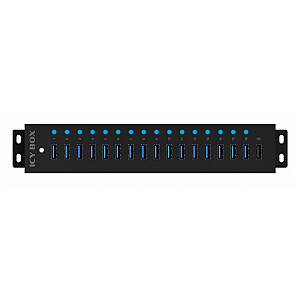 IB-HUB1717 šakotuvas 16+1 prievadas USB koncentratorius, 16x USB + 1x USB įkrovimui, USB 3.2 Gen 1, maitinimo blokas 96 W