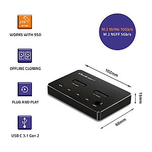 M.2 SSD prijungimo stotis | NVMe | SATA | USB-C | DUAL 2 x 2 TB