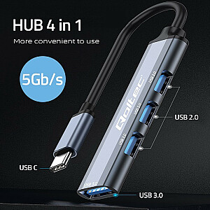 HUB adapteris USB-C 3.1 4w1 | USB 3.0 | 3 USB 2.0 prievadai