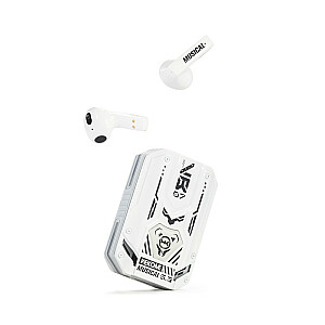 VB07 Mecha serijos belaidės ausinės – Bluetooth V5.3 TWS su įkrovimo dėklu, balta