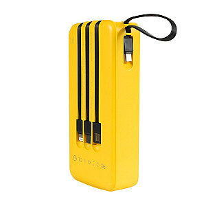 Powerbank 20000 мАч со встроенным кабелем USB-C/Lightning/Micro USB + USB-A Желтый