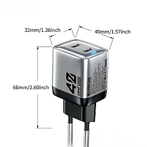 2x USB-C Super Fast Charger GaN, 40 Вт, сетевое зарядное устройство