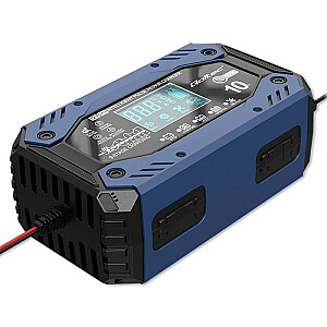 Qoltec 52482 Интеллектуальное зарядное устройство для STD AGM GEL LiFePO4 | Зарядное устройство с функцией ремонта |12-24В |10А | ЖК | 9 – ступень зарядки