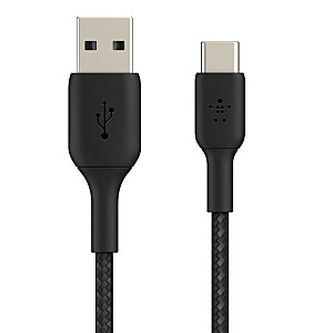 USB-C USB-A pintas kabelis 15 cm, juodas