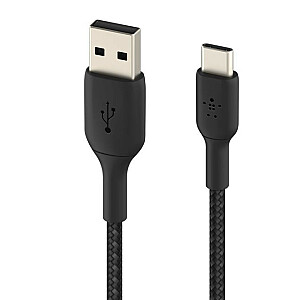 USB-C USB-A pintas kabelis 15 cm, juodas