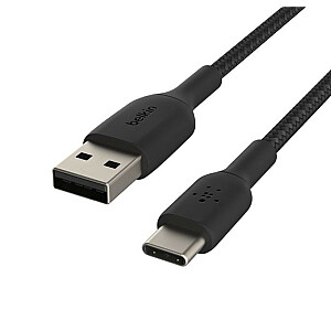 USB-C USB-A pintas kabelis 15 cm, juodas