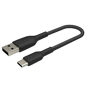 USB-C USB-A pintas kabelis 15 cm, juodas