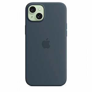 Силиконовый чехол для Apple iPhone 15 Plus с MagSafe темно-синий