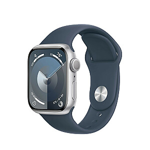 Часы Series 9 GPS, 41 мм, серебристый алюминиевый корпус, спортивный ремешок темно-синего цвета — S/M