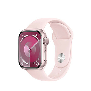 Apple Watch 9 GPS 41 mm, aliuminis, rožinė | Rožinis sportinis diržas S/M
