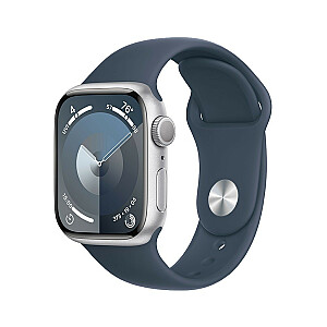 Часы Series 9 GPS, 45 мм, серебристый алюминиевый корпус, спортивный ремешок темно-синего цвета — M/L