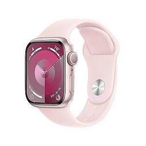 9 serijos GPS laikrodžio 45 mm rožinis aliuminio dėklas su šviesiai rožiniu sportiniu dirželiu – M/L