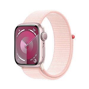 9 serijos GPS laikrodis, 45 mm, rožinis aliuminio dėklas, šviesiai rožinė sportinė apyrankė